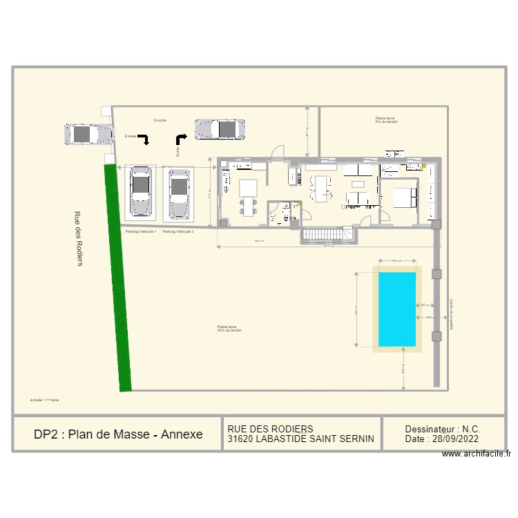 Plan de Masse. Plan de 7 pièces et 1329 m2