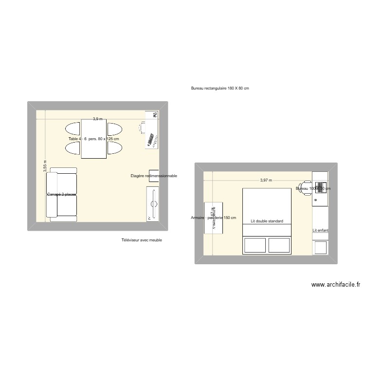 Mon studio 2. Plan de 2 pièces et 24 m2