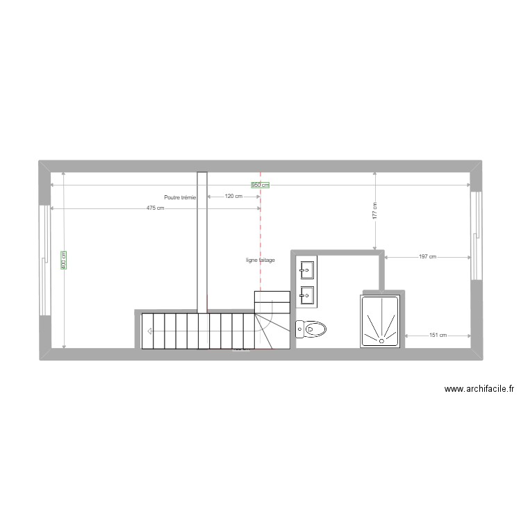 coupe cf surelevation plan sol interieur amenagement. Plan de 1 pièce et 38 m2