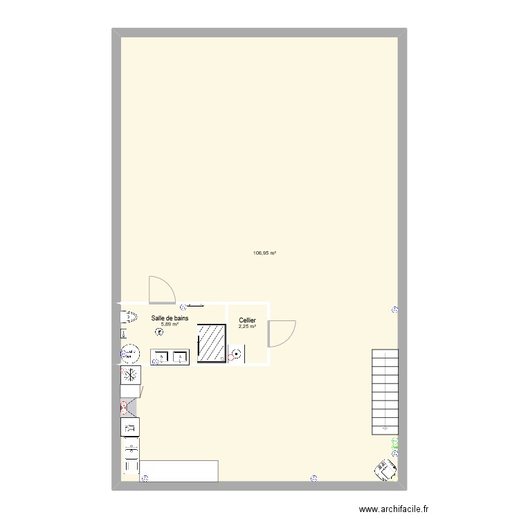 Electricité habitation Atelier. Plan de 3 pièces et 115 m2