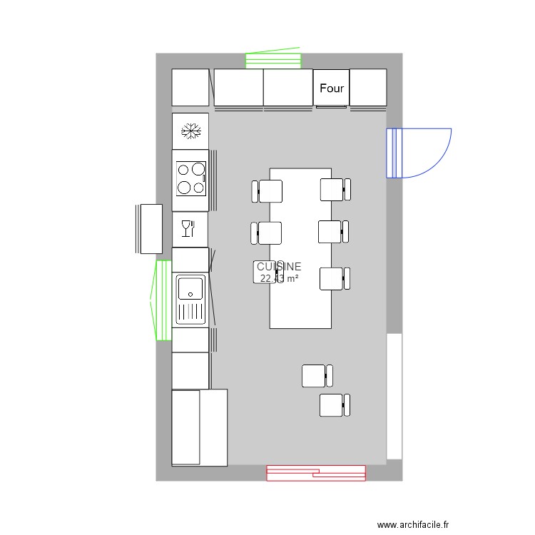 cuisine 1. Plan de 0 pièce et 0 m2