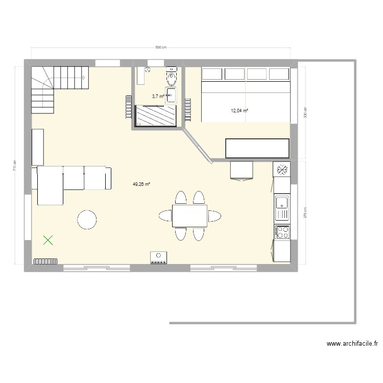 Miq2. Plan de 3 pièces et 65 m2