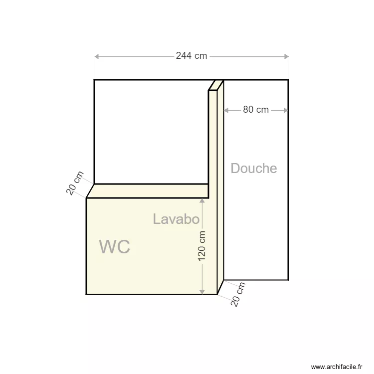 salle de douche &eacute;tage. Plan de 