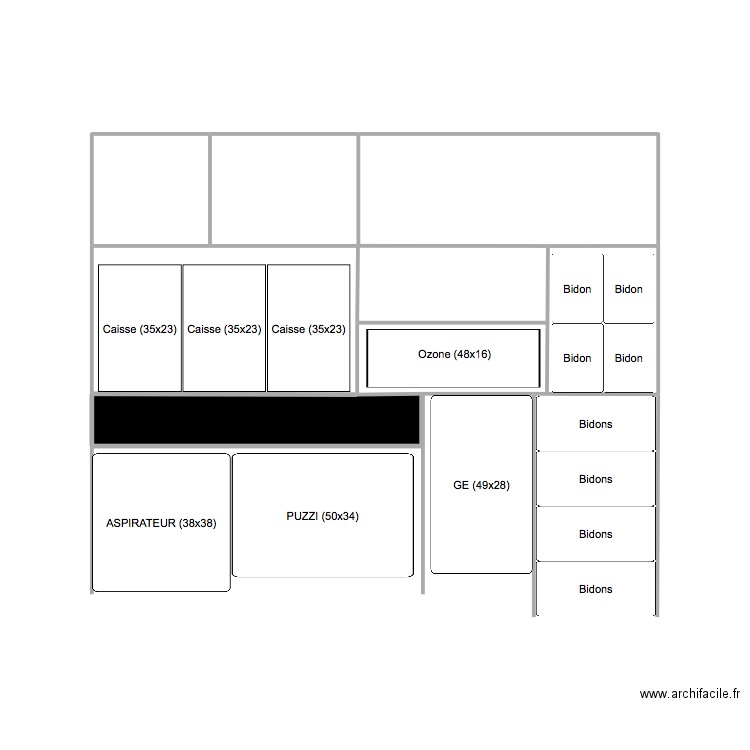 Aménagement Kangoo Haut 2. Plan de 3 pièces et 5 m2
