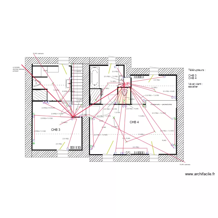 premier etage V2 cablage éléctrique. Plan de premier etage V2 cablage éléctrique. Plan de
