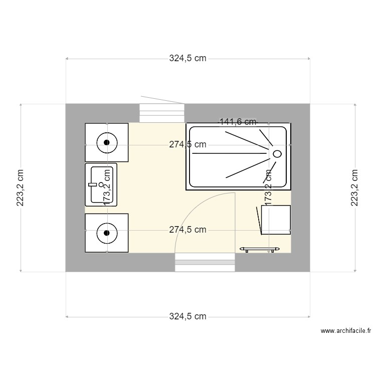 cosset bis. Plan de 1 pièce et 5 m2