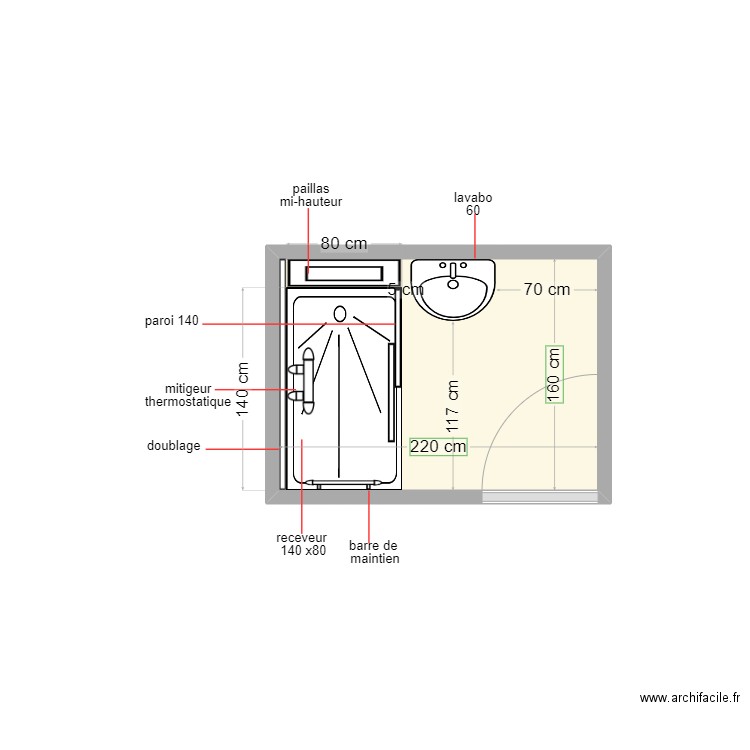 vdf. Plan de 1 pièce et 4 m2