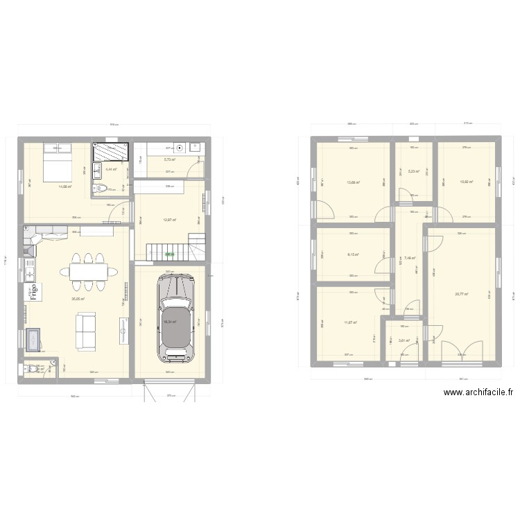 Furtado. Plan de 15 pièces et 175 m2