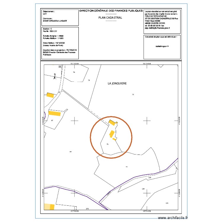 PLAN CADASTRAL. Plan de 0 pièce et 0 m2