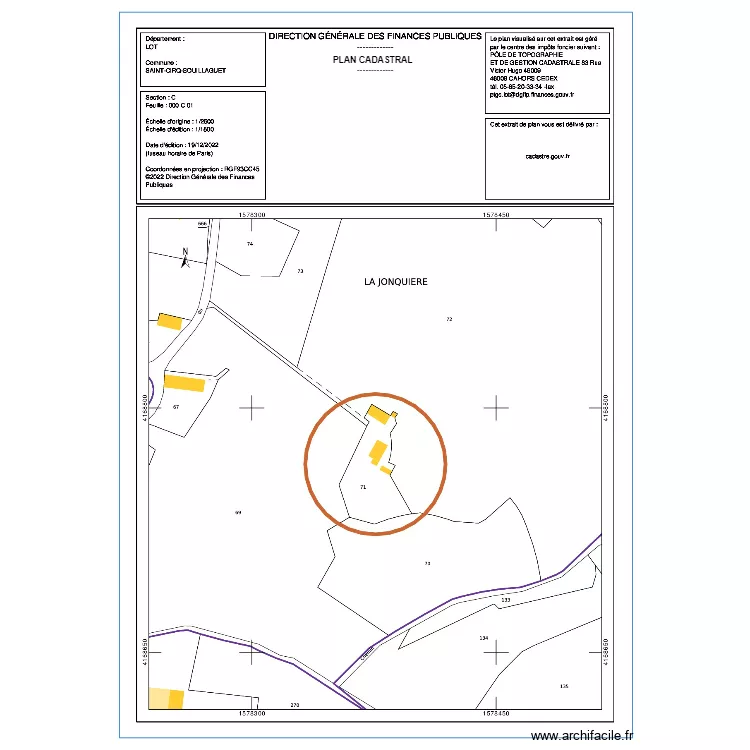 PLAN CADASTRAL. Plan de 