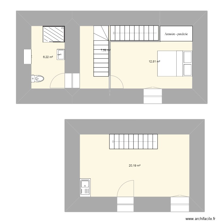 leigné. Plan de 4 pièces et 47 m2