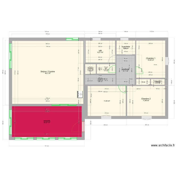 nouveau montmaur sans terrasse2. Plan de 12 pièces et 117 m2