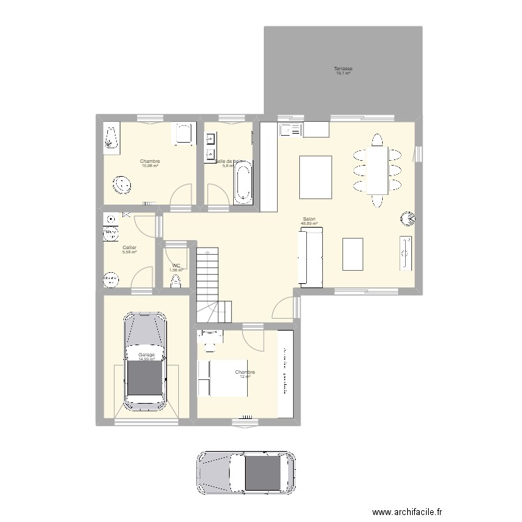 Plan maison. Plan de 8 pièces et 119 m2