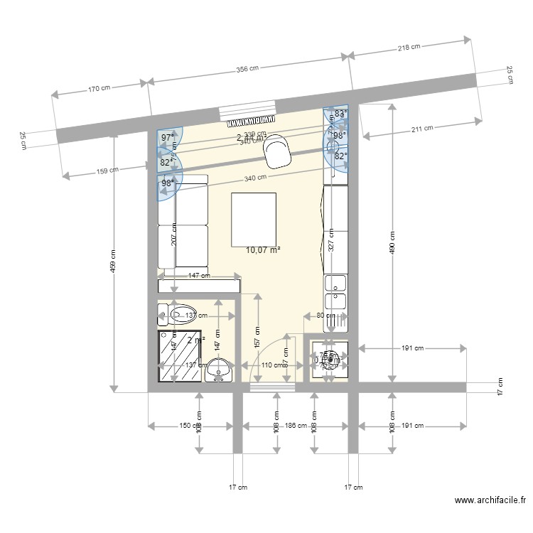 Fouquet 1. Plan de 4 pièces et 15 m2