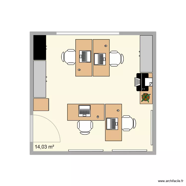 Bureau sein. Plan de 1  et 14 m²