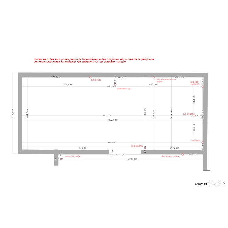 plan des traversée plancherbis. Plan de 0 pièce et 0 m2