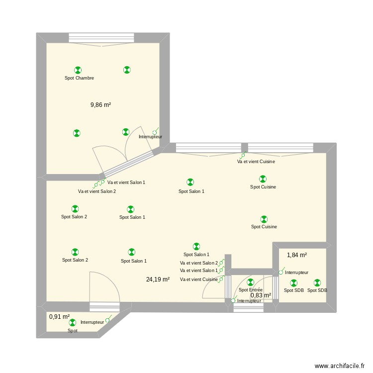 Appart 17 Eclairage. Plan de 0 pièce et 0 m2