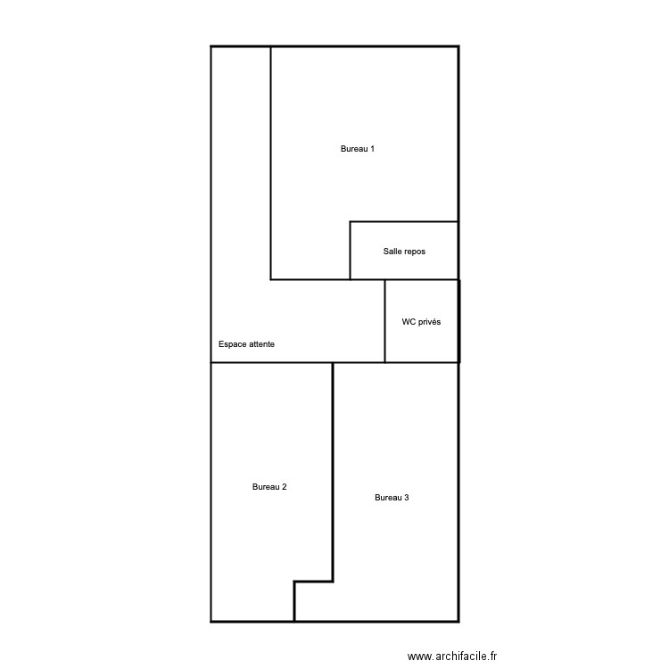 cabinet . Plan de 6 pièces et 64 m2