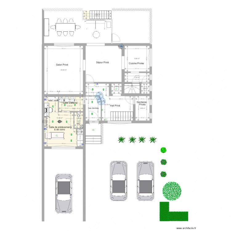 Disposition intérieure Centre de prélèvements et de soins Stéphanie Georges et verandas. Plan de 0 pièce et 0 m2