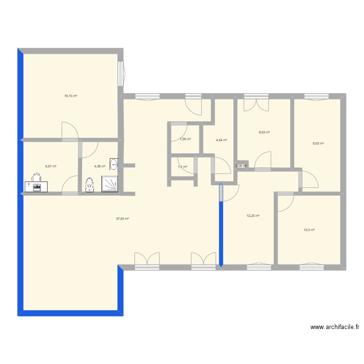 Maison agrandissement. Plan de 12 pièces et 137 m2
