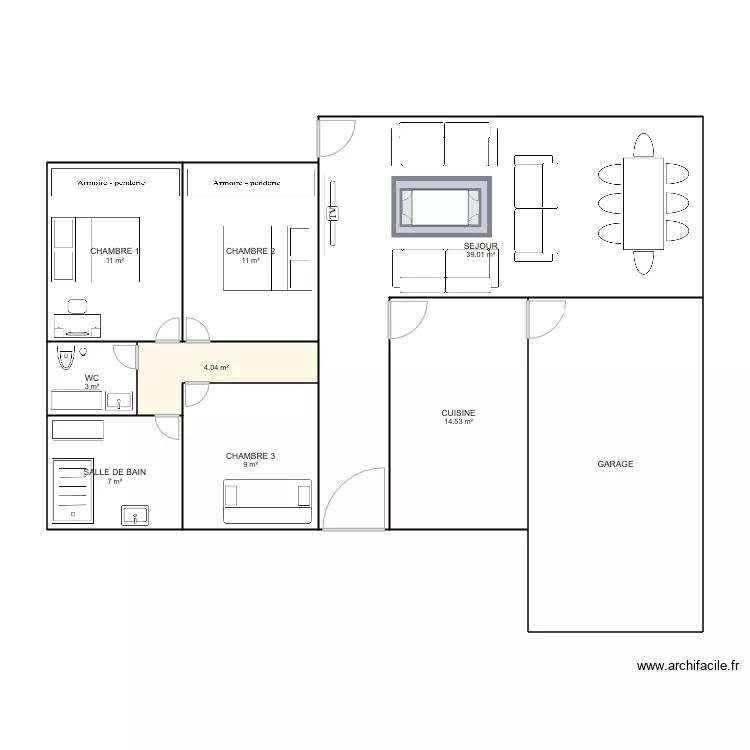 PLAN 120m2. Plan de 