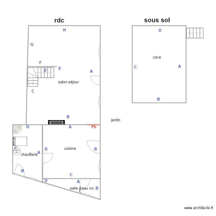 devaud pb rdc. Plan de 0 pièce et 0 m2