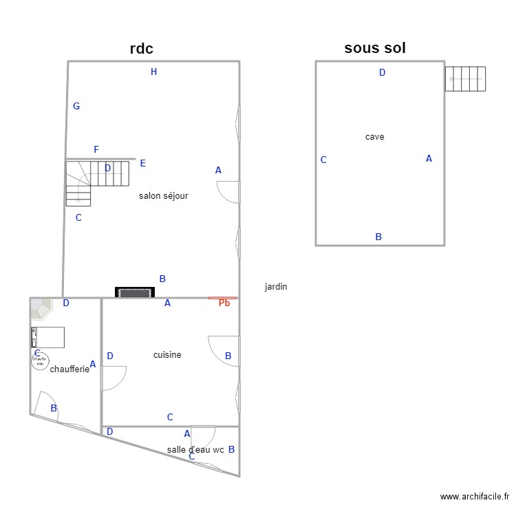 devaud pb rdc. Plan de 5 pièces et 102 m2