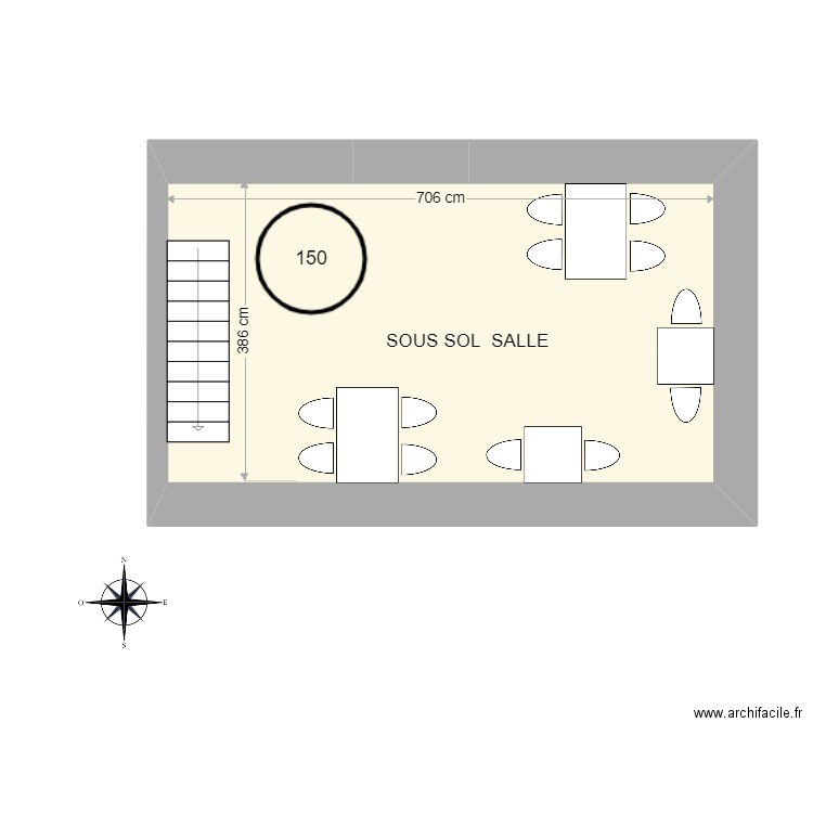 SOUS SOL  CREPERIE JUST BIGOUD . Plan de 1 pièce et 27 m2