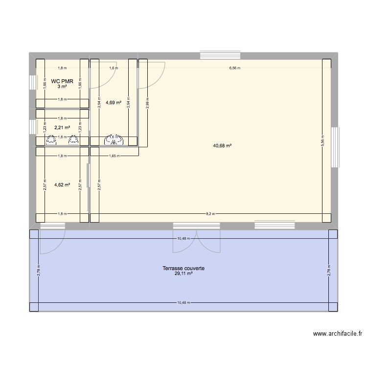 Plan pour devis. Plan de 6 pièces et 84 m2