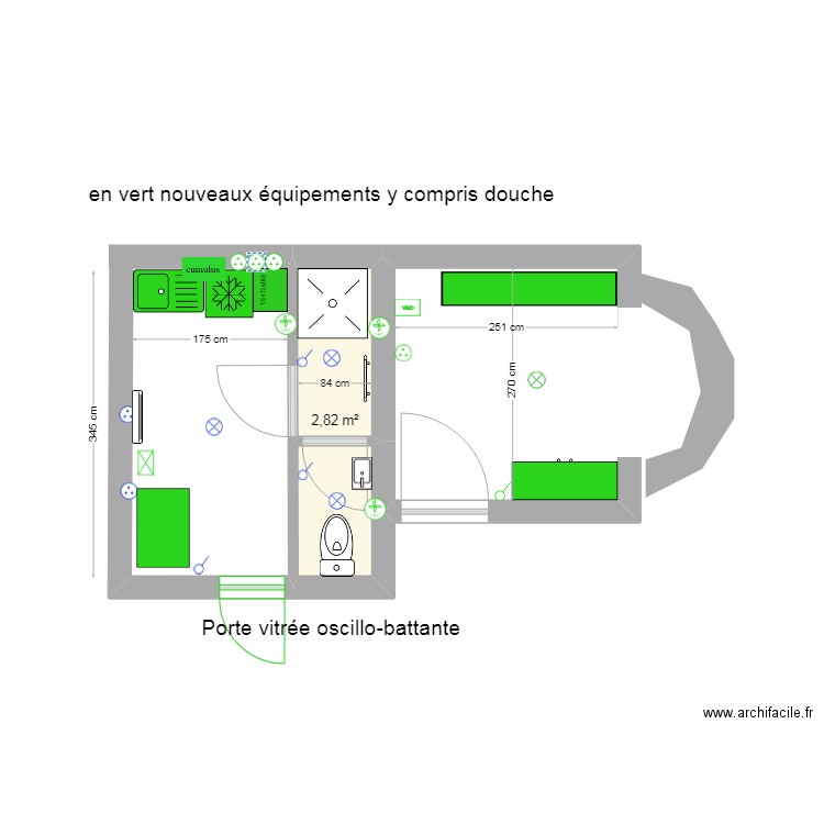 projet loge la platane. Plan de 1 pièce et 3 m2