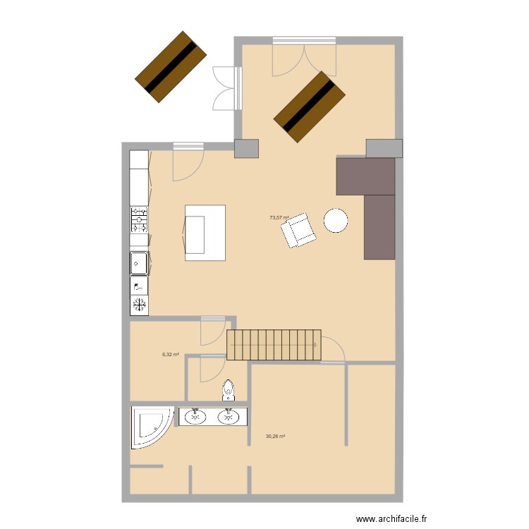 maison le cailar amenagement 3. Plan de 3 pièces et 110 m2