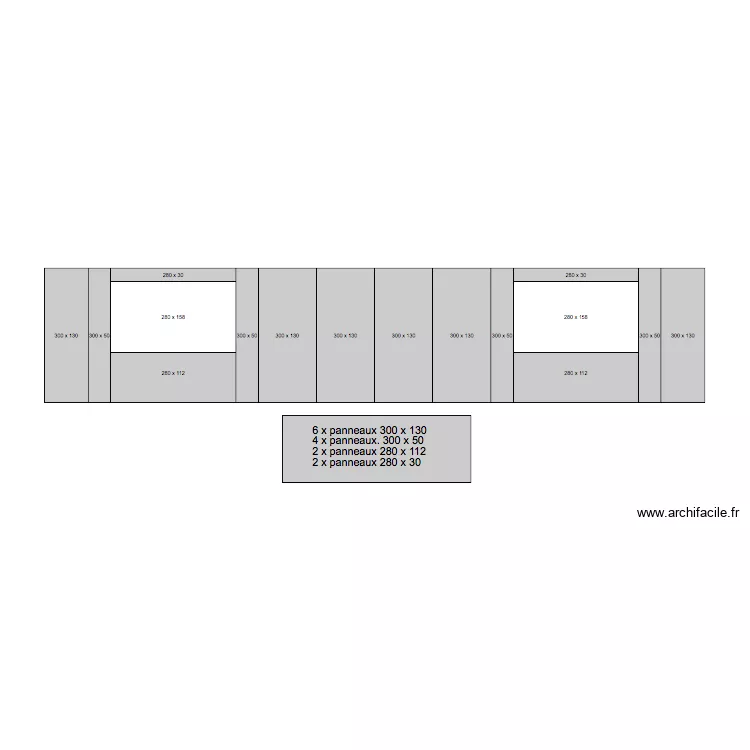 Mesures mur Coty Paris VF. Plan de 