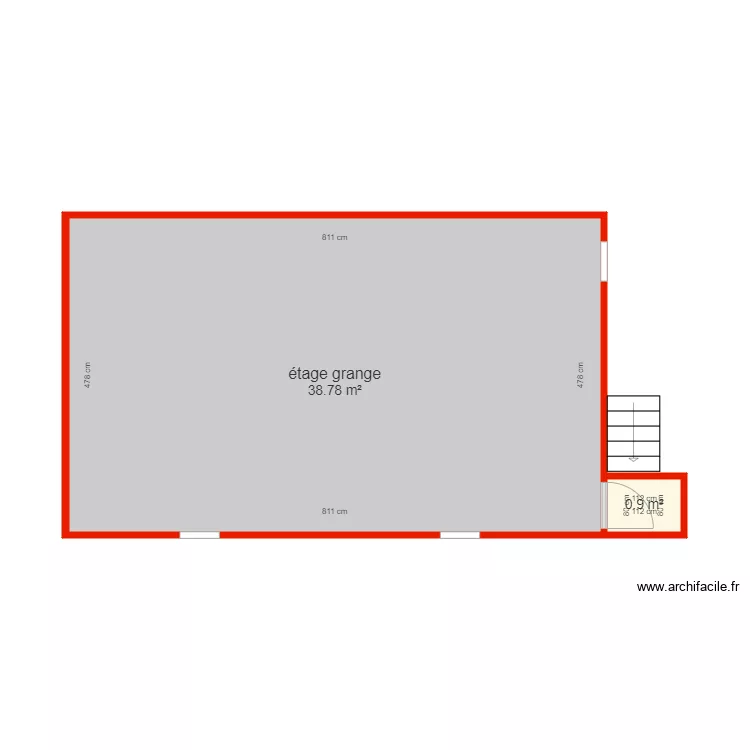 BI 2413 annexe &eacute;tage grange c&ocirc;t&eacute;. Plan de 