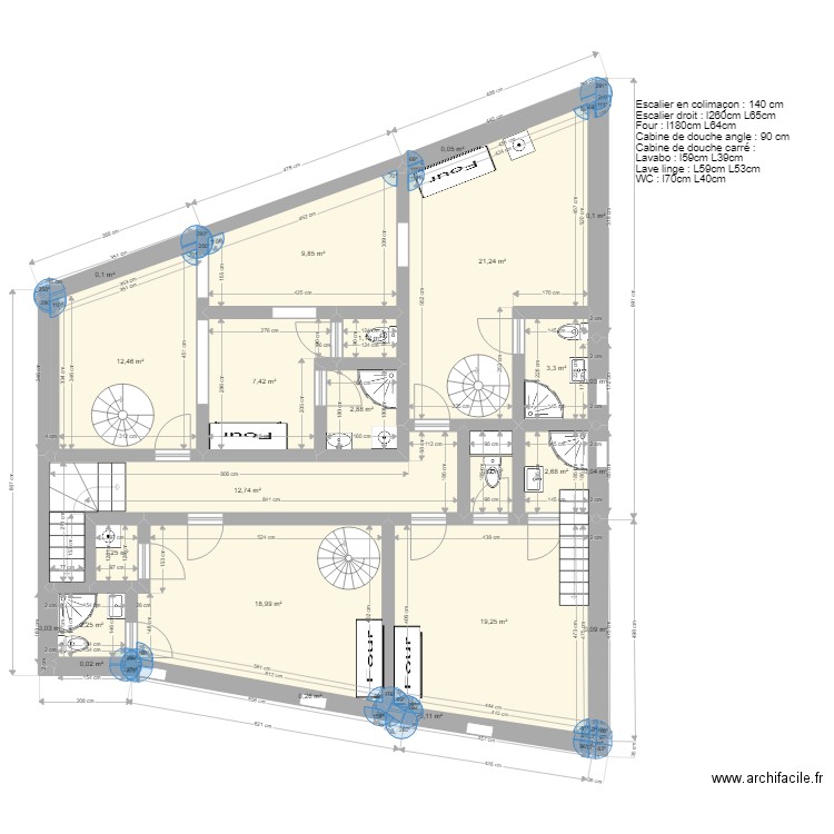 Plan Aubière 1er étage version 8. Plan de 25 pièces et 118 m2