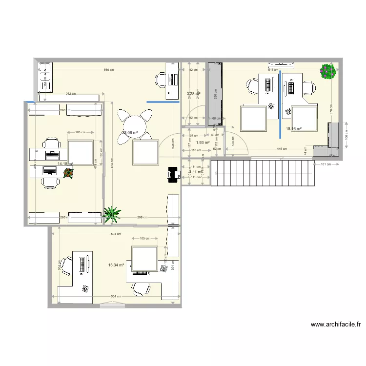Bureau atelier. Plan de 