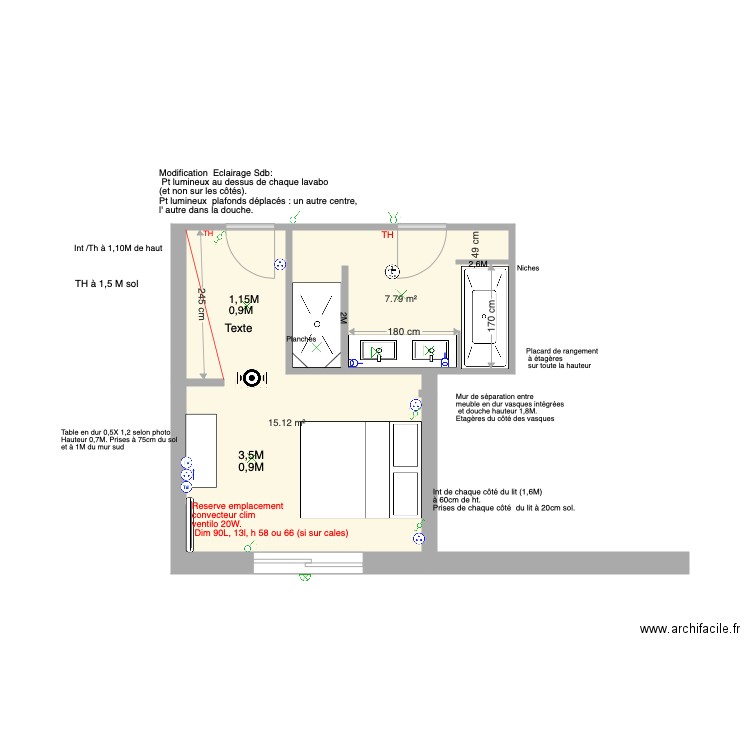 CHAMBRE 2 SDB CENTRALE. Plan de 0 pièce et 0 m2