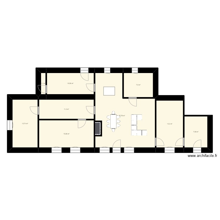 Maison. Plan de 9 pièces et 117 m2