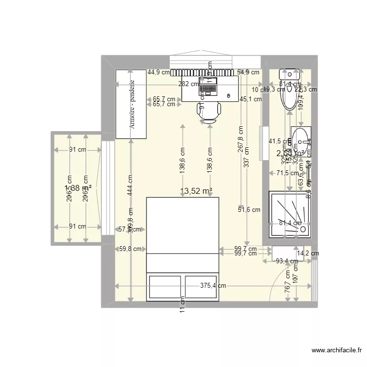 chambre sdd 3eme. Plan de 