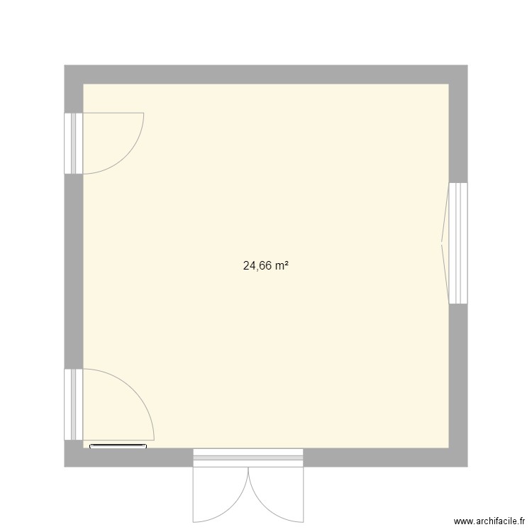 cuisine. Plan de 1 pièce et 25 m2