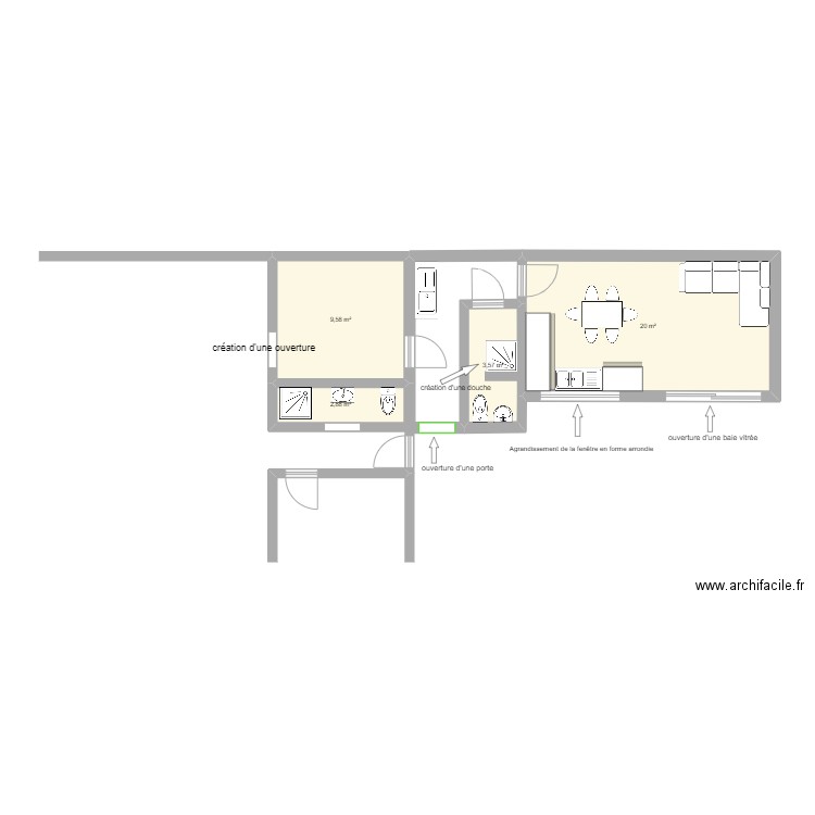 cite suisse rdc. Plan de 4 pièces et 36 m2