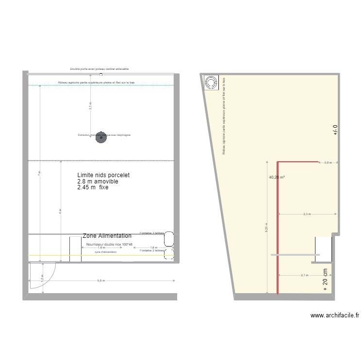 beets 2. Plan de 1 pièce et 40 m2