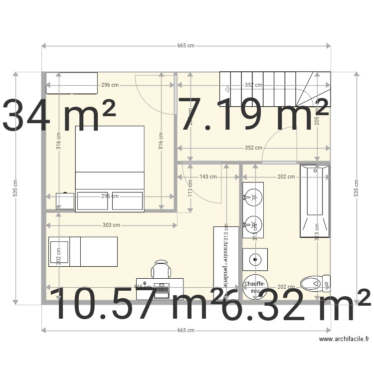Maison Villiers étage 1. Plan de 0 pièce et 0 m2