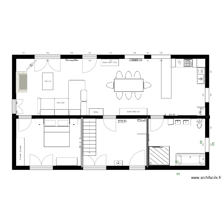 maison. Plan de 4 pièces et 97 m2