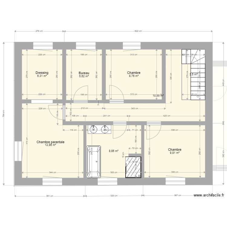 Davies Chêne format original. Plan de 19 pièces et 230 m2