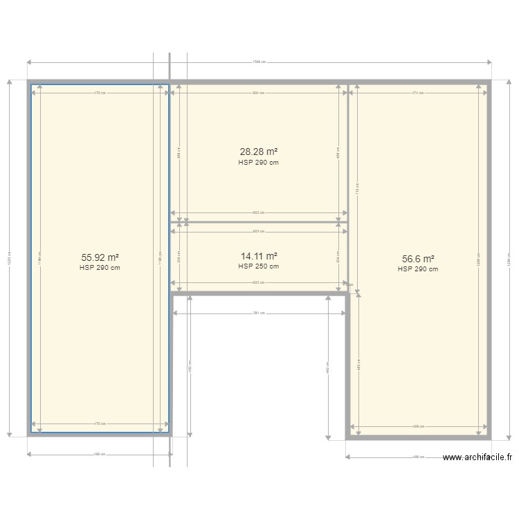 ecole pineuilh . Plan de 4 pièces et 155 m2