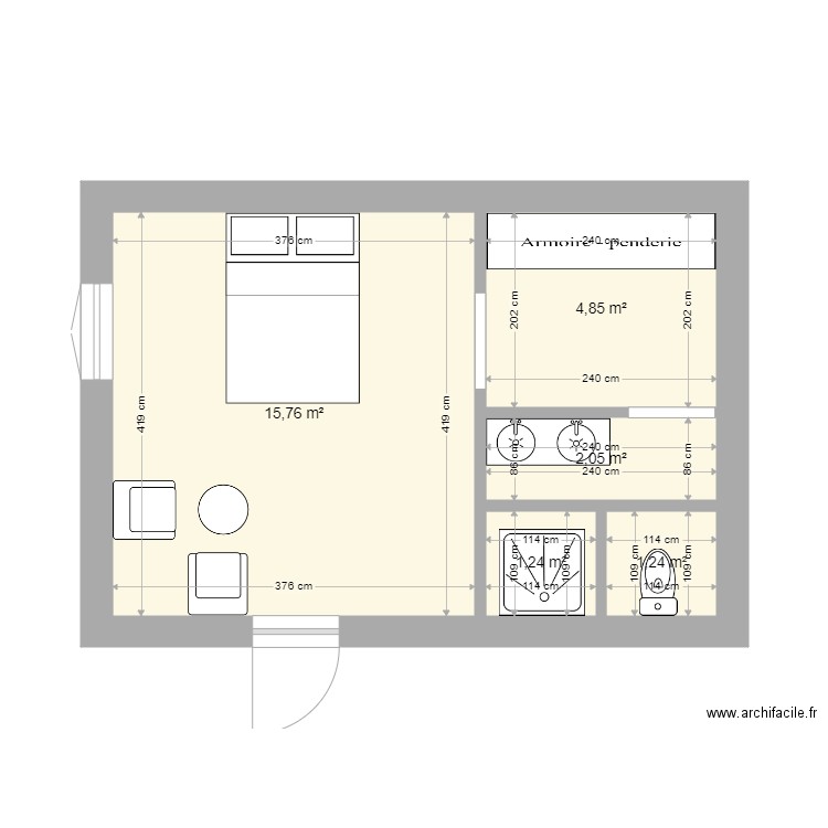 SUITE PARENTALE. Plan de 0 pièce et 0 m2