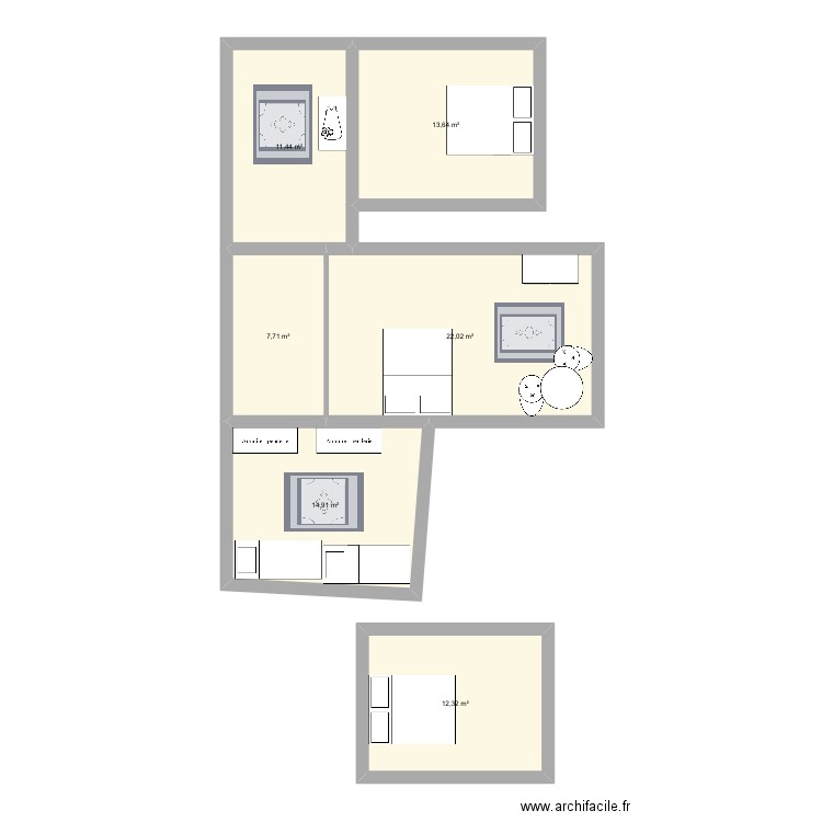 Plan tapis Guéthary . Plan de 6 pièces et 82 m2