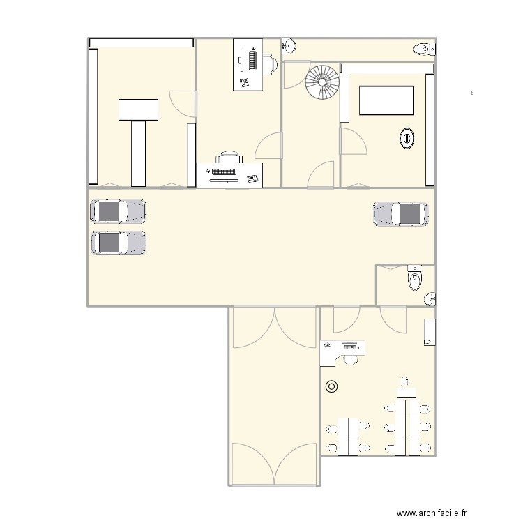 hateia. Plan de 9 pièces et 89 m2