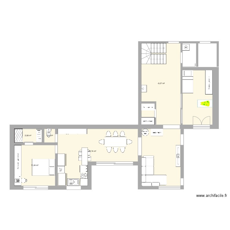 extension choupette 3. Plan de 5 pièces et 59 m2