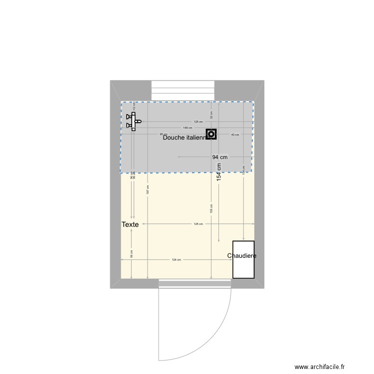 SALLE EAU V1. Plan de 1 pièce et 3 m2